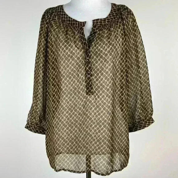 DMBM top sz M tortoise print lightweight pop over - Picture 7 of 7
